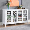 Sideboard, Kitchen Buffet Cupboard with Framed Glass Doors, Adjustable Shelves, Buffet Cabinet for Kitchen, Dining Room, Coffee Bar, White
