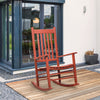 Outdoor Rocking Chair, Wooden Rustic High Back All Weather Rocker, Slatted for Indoor, Backyard & Patio, Wine Red