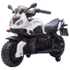 White Kid's Ride-on Electric Motorcycle, Pedal Bike with Headlight and Training Wheels