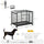 Folding Design Heavy Duty Metal Dog Cage Crate & Kennel with Removable Tray and Cover, & 4 Locking Wheels, Indoor/Outdoor 49"