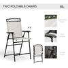 4 Piece Patio Bar Set for 2 with 6' Adjustable Tilt Umbrella, Outdoor Bistro Set with Folding Chairs & Glass Round Dining Table, Cream White