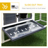 2 Levels Wooden Rabbit Hutch Bunny Hutch House Guinea Pig Cage with Run Space, Removable Tray, Ramp and Waterproof Roof for Outdoor, Grey