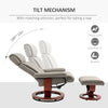 Recliner Chair with Ottoman, 360Â° Swivel Reclining Chair with Wood Base and Matching Footrest, Grey