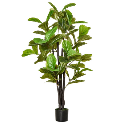 4.5ft Artificial Fiddle Leaf Fig Tree, Faux Decorative Plant in Nursery Pot for Indoor or Outdoor DÃ©cor
