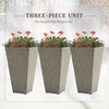 28" Tall Plastic Planters, 3-Pack, Large Taper Outdoor & Indoor Plastic Garden Flower Pots, for Entryway, Patio, Yard, Grey