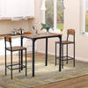 3 Piece Industrial Counter Height Dining Table Set, Bar Table & Chairs with Steel Legs & Footrests, Black