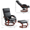 Recliner Chair with Ottoman, Electric Faux Leather Recliner with 10 Vibration Points and 5 Massage Mode, Reclining Chair with Remote Control, Swivel Wood Base and Side Pocket, Black