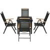 5 Piece Patio Dining Set Outdoor Furniture Set with 4 Folding Reclining Sling Chairs for Garden, Backyard and Poolside, Black
