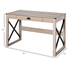 Home Office Computer Desk, Rustic Writing Desk, Farmhouse Workstation with Storage Drawer, X-Frame