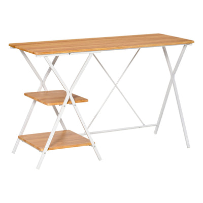 Computer Desk with Shelves, Wood Grain Writing Desk with 2-Tier Storage Shelves Home Office Desk Study Table Work Desk Corner Desk, Natural