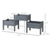 73" x 18" x 32" 3 Tier Raised Garden Bed w/ Three Elevated Planter Box, Freestanding Wooden Plant Stand for Herb and Flowers, Grey