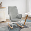 Accent Rocking Chairs, Upholstered Nursery Glider Rocker, Modern Armchair, Wingback Chair for Living Room and Bedroom, Grey
