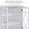 Sideboard Display Cabinet with Double Framed Glass Doors, 2 Adjustable Shelves, and Elevated Base, White