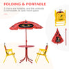 Kids Picnic Table and Chair Set, Outdoor Folding Garden Furniture, for Patio Backyard, with Ladybird Pattern, Removable & Height Adjustable