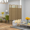 4 Panel Folding Room Divider Portable Privacy Screen Wave Fiber Room Partition for Home Office Natural