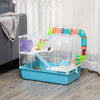 Large Hamster Cage and Habitat, 3-Level Steel Rat Cage, with Tube Tunnels, Exercise Wheel, Water Bottle, Food Dish, Ramps, Light Blue