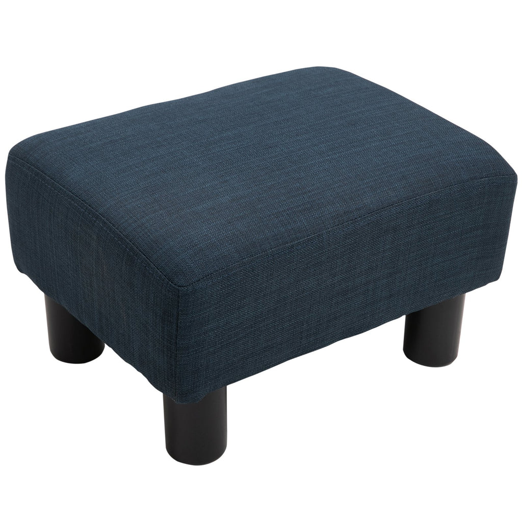 16" Cube Modern Linen Fabric Pouf Footrest Ottoman - Dark Blue