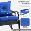 Rattan Wicker Rocking Chair with Padded Cushions, Aluminum Frame, Armrest for Garden, Patio, and Backyard, Blue