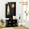 Classic Hall Tree, Accent Coat Tree with Shoe Storage Bench, Adjustable Shelves, 31.5" x 15.5" x 67.5", Black