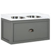 Large Elevated Dog Bowls with Storage Drawer Containing 21L Capacity, Raised Raised Pet Feeding Station with 2 Stainless Steel Bowls, Gray