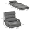 Convertible Floor Sofa Bed, Recliner Armchair Upholstered Sleeper Chair with Pillow for Living Room Bedroom Lounge, Grey