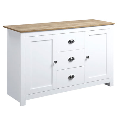 White Buffet Cabinet with Drawers, Dining Buffet Cabinet with Adjustable Shelves