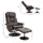 Leather Reclining Chair with Round Wrapped Base, Swivel Recliner Chair with Ottoman for Living Room and Office, Manual Recliner Chair, Brown