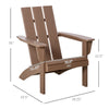 Outdoor HDPE Adirondack Chair, Plastic Deck Lounger with High Back and Wide Seat, Brown