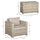 Oustunny 3-Piece PE Rattan Wicker Sofa Sets Outdoor Armchair Sofa Furniture Set w/ Plastic Wood Grain Side Table and Washable Cushions, Grey