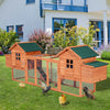124" Dual Chicken Coop Wooden Large Chicken House Rabbit Hutch Hen Poultry Cage Backyard with Outdoor Ramps and Nesting Boxes