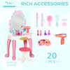 20pc Kids Princess Pretend Play Vanity Table w/ Stool & Makeup Beauty Mirror