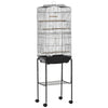 62" Metal Indoor Bird Cage Starter Kit With Detachable Rolling Stand, Storage Basket, And Accessories, Black