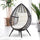 Teardrop Wicker Lounge Chair with Soft Cushion, Outdoor/Indoor PE Rattan Egg Cuddle Chair with Height Adjustable Knob for Backyard, Brown
