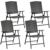 Wicker Patio Dining Chair Set of 4 with Folding Design, Outdoor Rattan Sling Chair Lawn Chair Set for Backyard Wedding Party, Mixed Grey