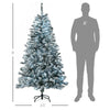 6' Prelit Artificial Flocked Christmas Trees, with Snow Frosted Branches, Cold White LED Lights, Auto Open