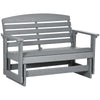 2-Person Outdoor Glider Bench Patio Double Swing Rocking Chair Loveseat w/ Slatted HDPE Frame for Backyard Garden Porch, Light Gray
