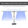 Patio Umbrella 15' Steel Rectangular Outdoor Double Sided Market with base, UV Sun Protection & Easy Crank for Deck Pool Patio, Beige