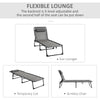 Grey Reclining Lounge Chair, Portable Sun Lounger, Folding Camping Cot, with Adjustable Backrest and Removable Pillow, for Patio, Garden, Beach