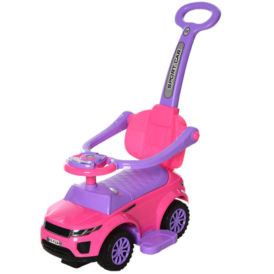 3 In 1 Push Cars for Toddlers Kid Ride on Push Car Stroller Sliding Walking Car with Horn Music Light Function Secure Bar Ride on Toy for Boy Girl 1-3 Years Old Pink