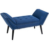 Modern Button Tufted Sitting Bench/Accent Fabric Upholstered Ottoman for Bedroom or Living Room  Blue