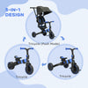3-in-1 Toddler Tricycle with Aluminum Frame, Kids Trike with Adjustable Push Handle, Canopy and Seat Angle for 18-48 Months, Blue