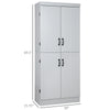 70" Kitchen Pantry Storage Cabinet, 6-tier Freestanding Cupboard with Adjustable Shelves and 4 Doors for Dining Room, Gray