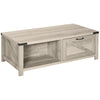 Farmhouse Coffee Table with Drawer and Storage Open Shelf for Living Room, Oak