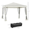 Outdoor 10' x 10' Patio Gazebo Outdoor Pop-Up Canopy with Sidewalls, Instant Setup, 4 Mesh Walls for Party, Events, Backyard, Lawn, Beige