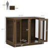 Large Furniture Style Dog Crate with Removable Panel, End Table with Two Rooms Design and Two Front Doors, Walnut, 47" x 23.5" x 35"