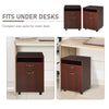 Mobile File Cabinet Organizer with Drawer and Cabinet, Printer Stand with Castors, Brown