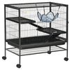 3-Storey Small Animal Cage, Metal Ferret Cage, Chinchilla Play House, with Rolling Casters, 2 Doors, Hammock, Storage Shelf, 31.5" x 20.5"