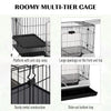 2-Level Small Animal Cage Rabbit Hutch with Wheels, Removable Tray, Platform and Ramp for Bunny, Chinchillas, Ferret, Hedgehog & Gerbils, Black