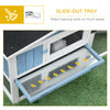 Rabbit Hutch 2-Story Bunny Cage Small Animal House with Slide Out Tray, Detachable Run, for Indoor Outdoor, 61.5" x 23" x 27", Light Blue