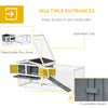 Rabbit Hutch 2-Story Bunny Cage Small Animal House with Slide Out Tray, Detachable Run, for Indoor Outdoor, 61.5" x 23" x 27", Light Grey